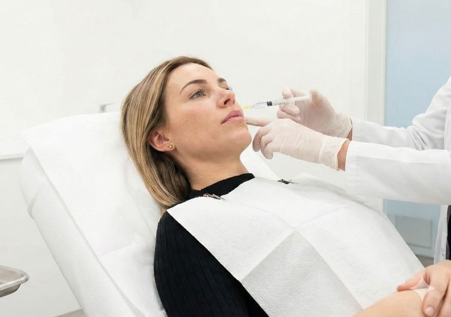 Natürliche Lippenunterspritzung und Faltenbehandlung