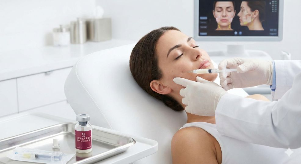 Patientin mit strahlender Haut nach Sculptra Behandlung